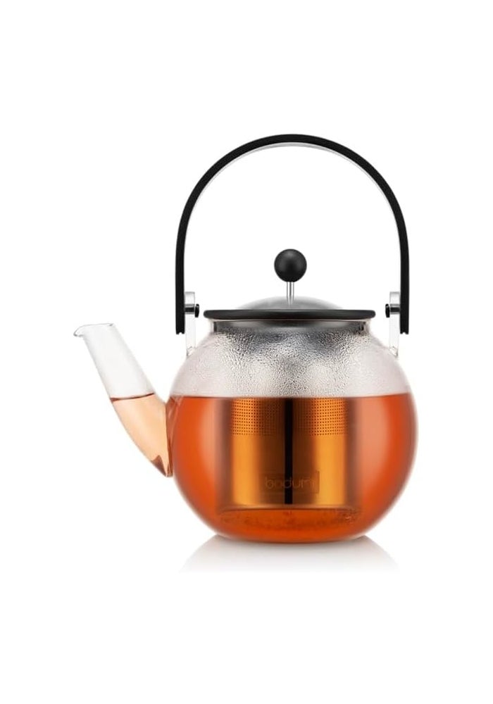 bodum ضغط الشاي بودوم أسام ذو العنق المنحني، 1 لتر - زجاج بوروسيليكات شفاف - Image 1
